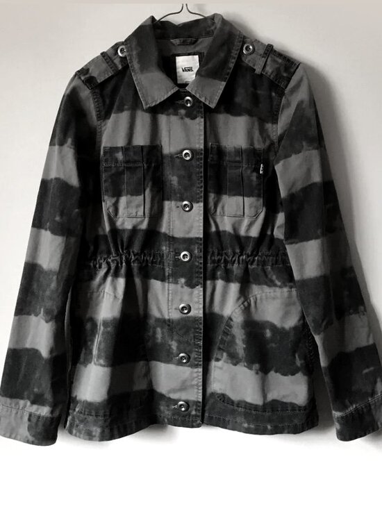 Vans Jackets & Blazers - VTG Y2K 100% Cotton Vans Black & Grey Stripe Utility Jacket M Streetwear